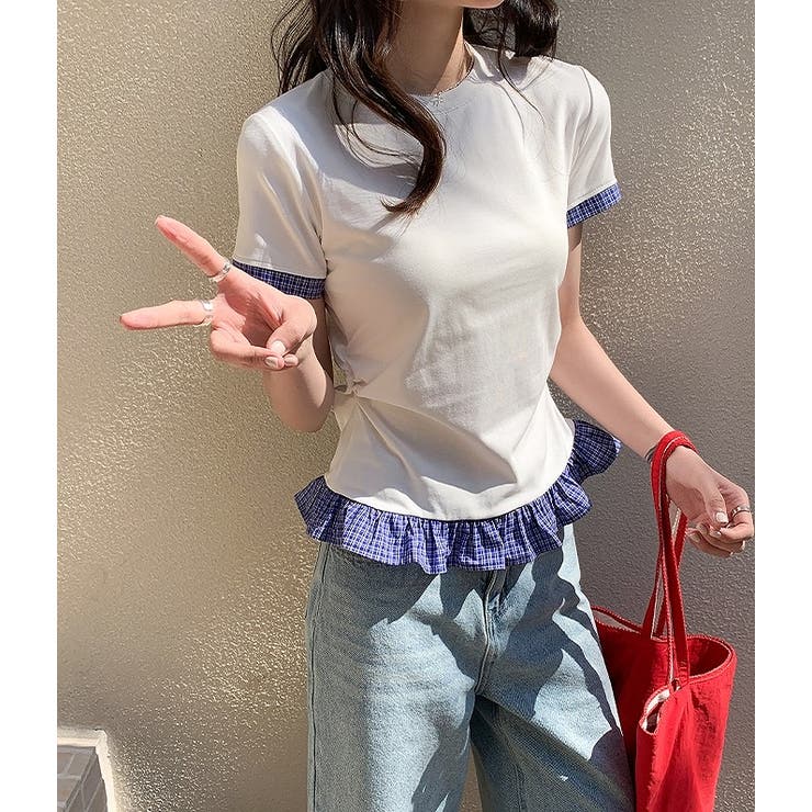 デザインクルーネック半袖配色TEE | Ulysses | 詳細画像1 