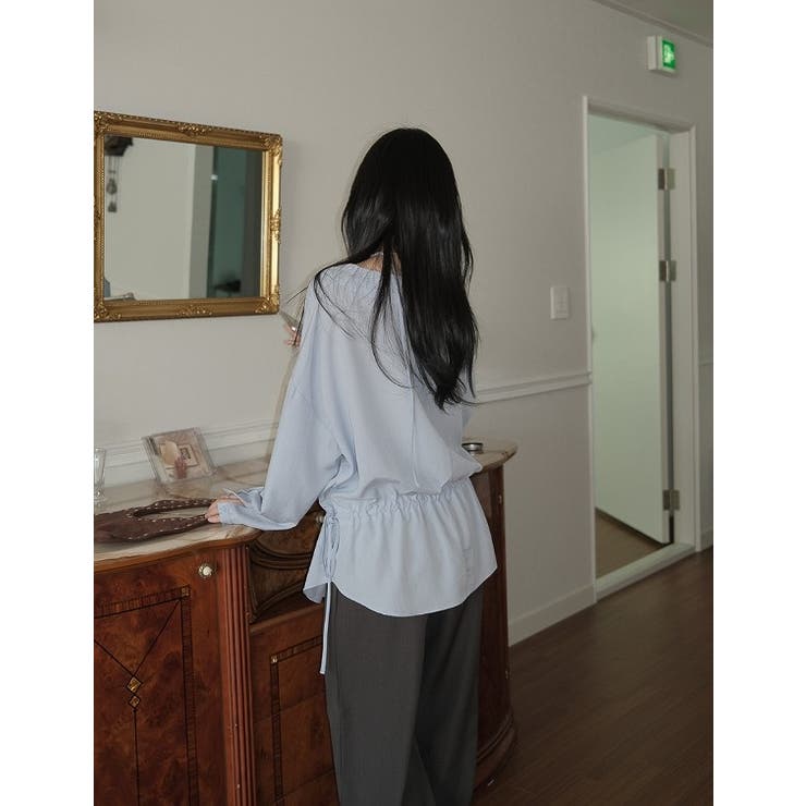 オフショルダー長袖リボン付き無地トップス | Ulysses | 詳細画像6 