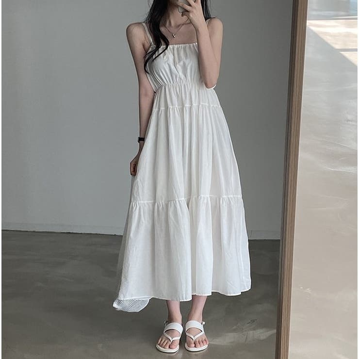 ホワイト | ファッション無地キャミワンピース | Ulysses