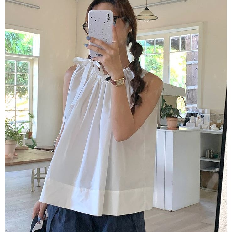 クルーネック袖なしドローストリングトップス | Ulysses | 詳細画像1 