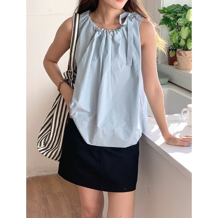 クルーネック袖なしドローストリングトップス | Ulysses | 詳細画像5 