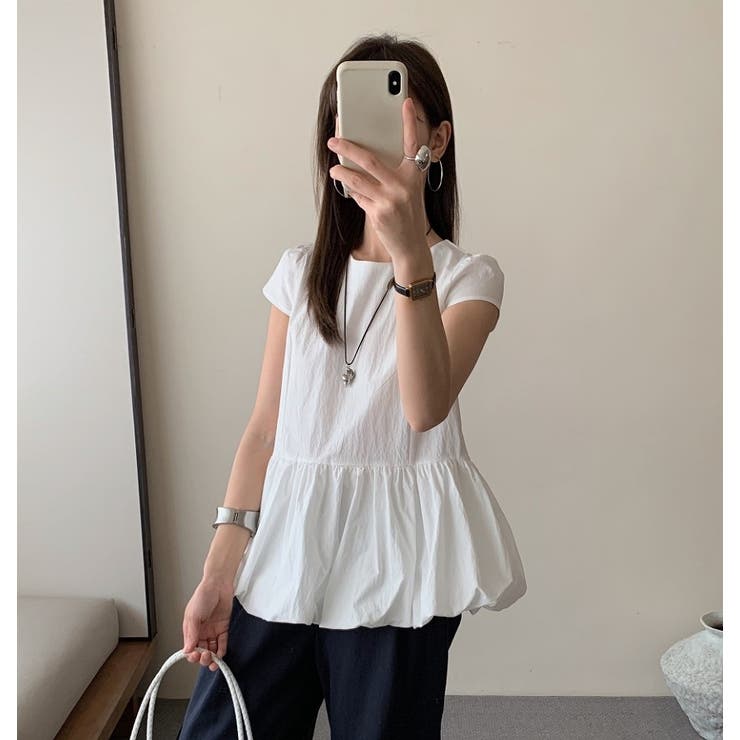 ホワイト | デザインクルーネック半袖トップス | Ulysses