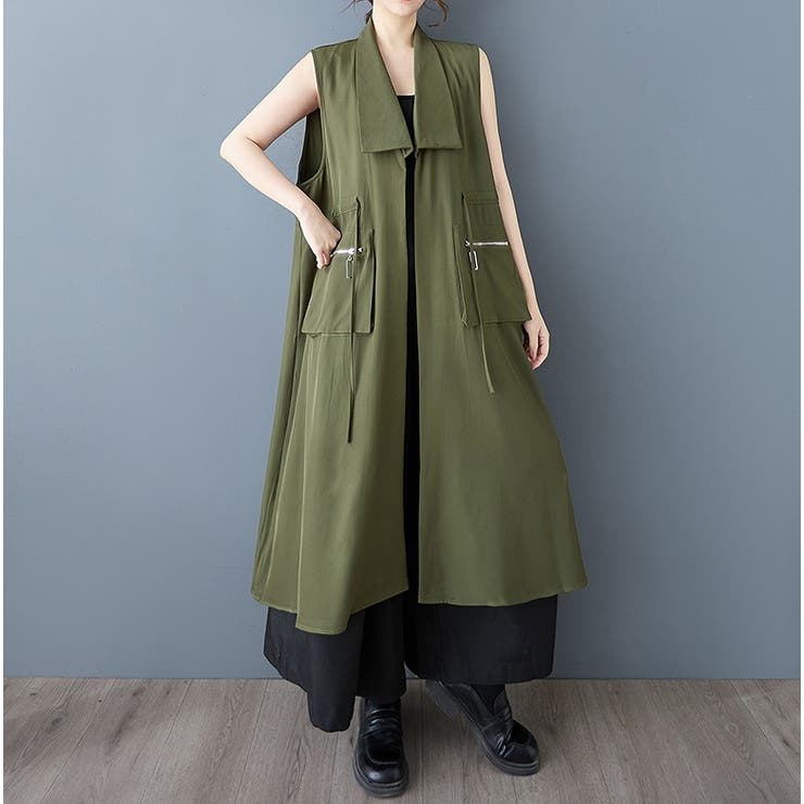 Vネック袖なしポケット付きシャツワンピース | Ulysses | 詳細画像2 