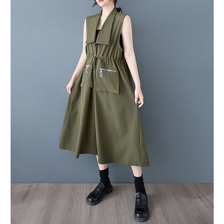 Vネック袖なしポケット付きシャツワンピース | Ulysses | 詳細画像4 