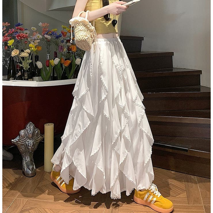 ハイウエストゴム付きレース付きスカート | Ulysses | 詳細画像1 