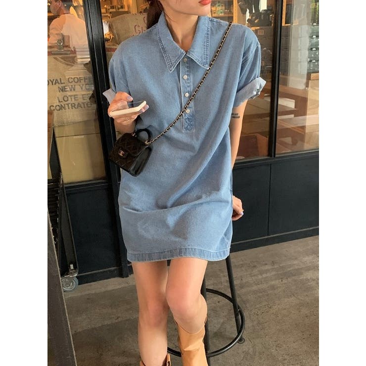 襟付きシングルブレストポケット付きデニムワンピース | Ulysses | 詳細画像4 