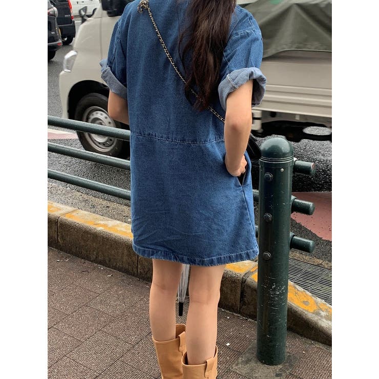 襟付きシングルブレストポケット付きデニムワンピース | Ulysses | 詳細画像6 