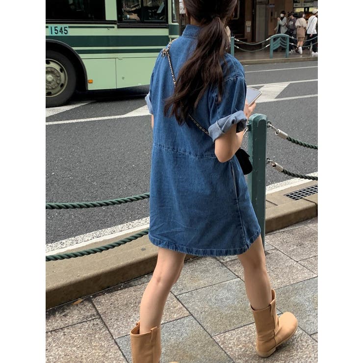 襟付きシングルブレストポケット付きデニムワンピース | Ulysses | 詳細画像7 