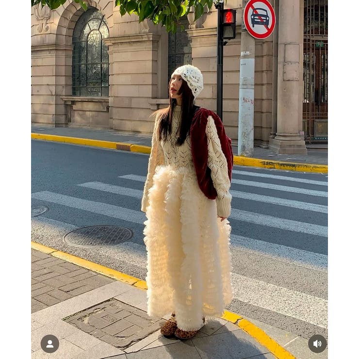 ベージュ | ハイウエストゴム付きチュールスカート | Ulysses