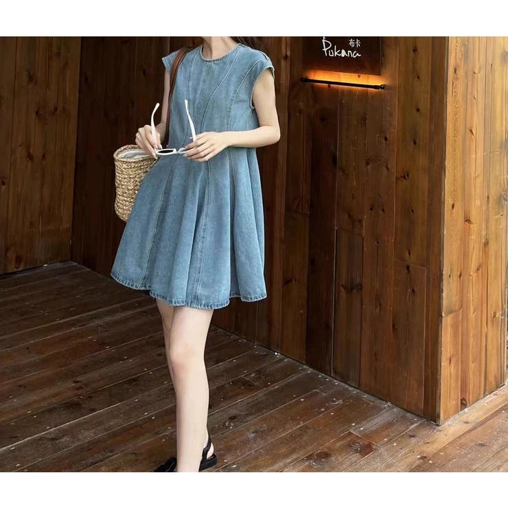ブルー | 袖なしショートデニムワンピース | Ulysses