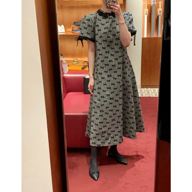 レース付きクルーネック半袖ベルト付きワンピース | Ulysses | 詳細画像8 