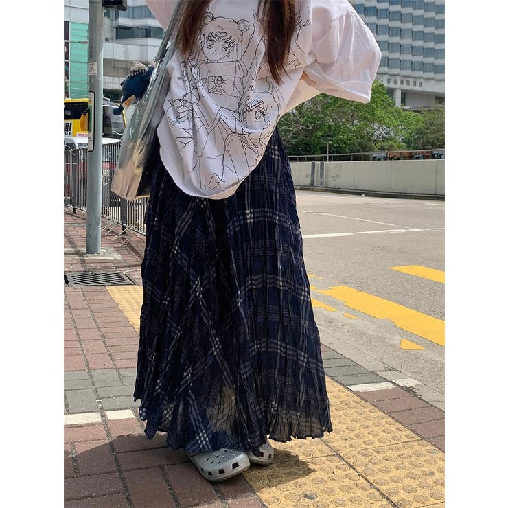 ネイビー | ハイウエストゴム付きポケット付きスカート | Ulysses