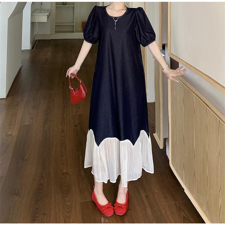 チュール切り替え半袖ロングワンピース | Ulysses | 詳細画像3 