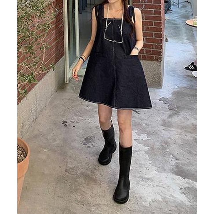 スクエアネックライン袖なしデニムショートワンピース | Ulysses | 詳細画像1 