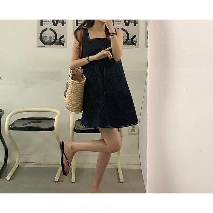 スクエアネックライン袖なしデニムショートワンピース | Ulysses | 詳細画像4 