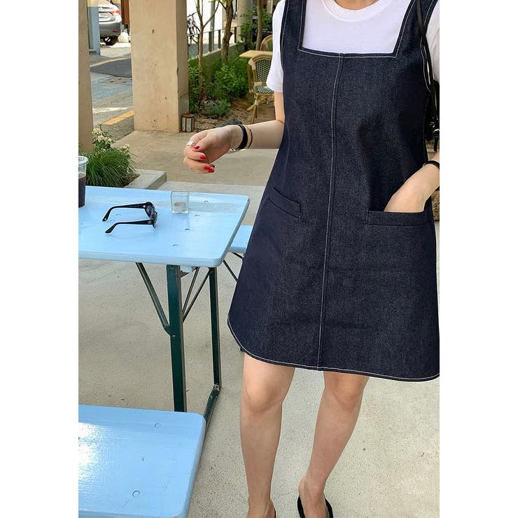 スクエアネックライン袖なしデニムショートワンピース | Ulysses | 詳細画像8 