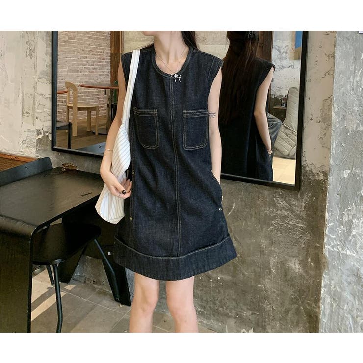 ポケット付き袖なしデニムワンピース | Ulysses | 詳細画像3 