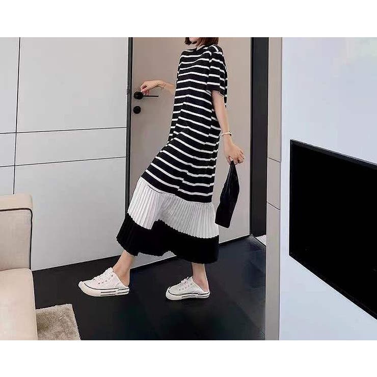 切り替えプリーツ半袖ロングワンピース | Ulysses | 詳細画像1 