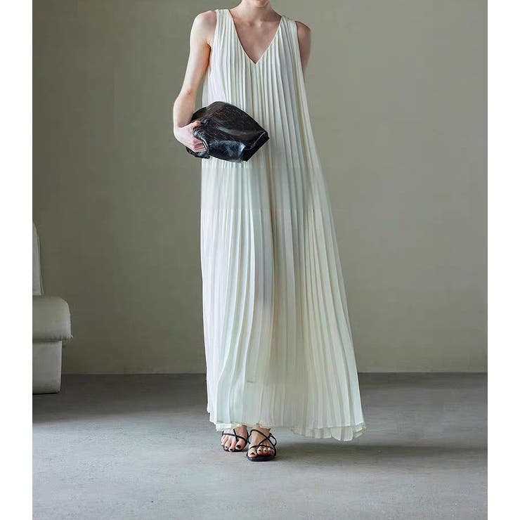 袖なしVネックプリーツワンピース | Ulysses | 詳細画像4 