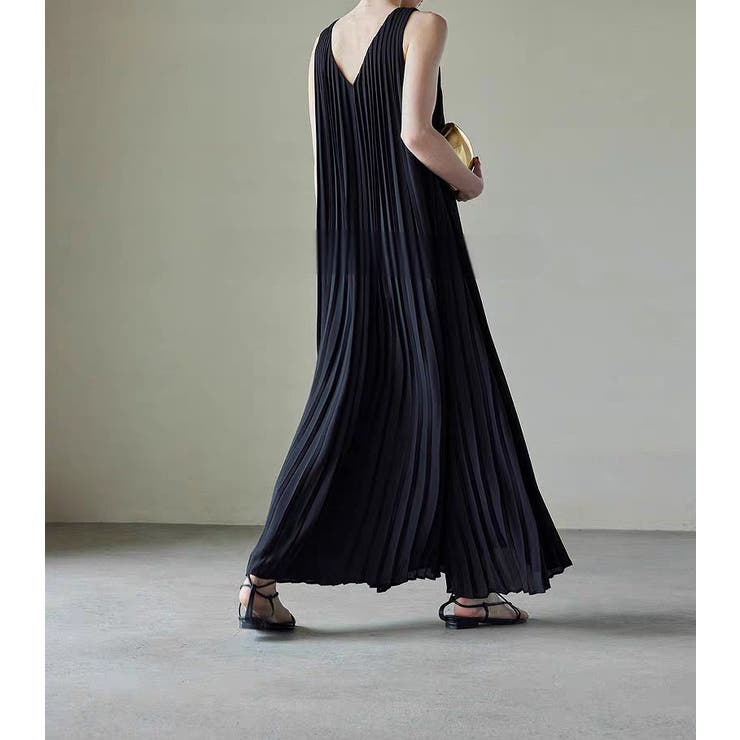 袖なしVネックプリーツワンピース | Ulysses | 詳細画像6 