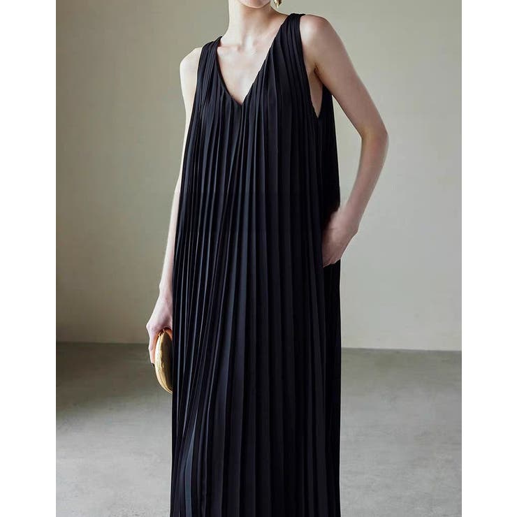 袖なしVネックプリーツワンピース | Ulysses | 詳細画像7 