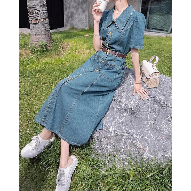 ベルト付き半袖デニムワンピース | Ulysses | 詳細画像2 