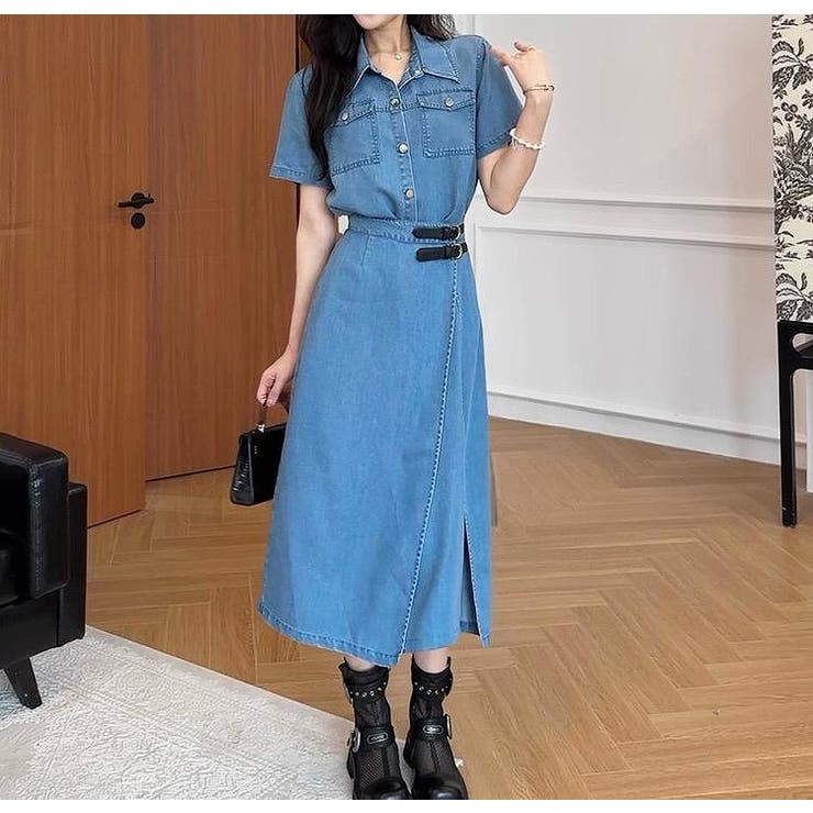 ブルー | 半袖デニムワンピース | Ulysses