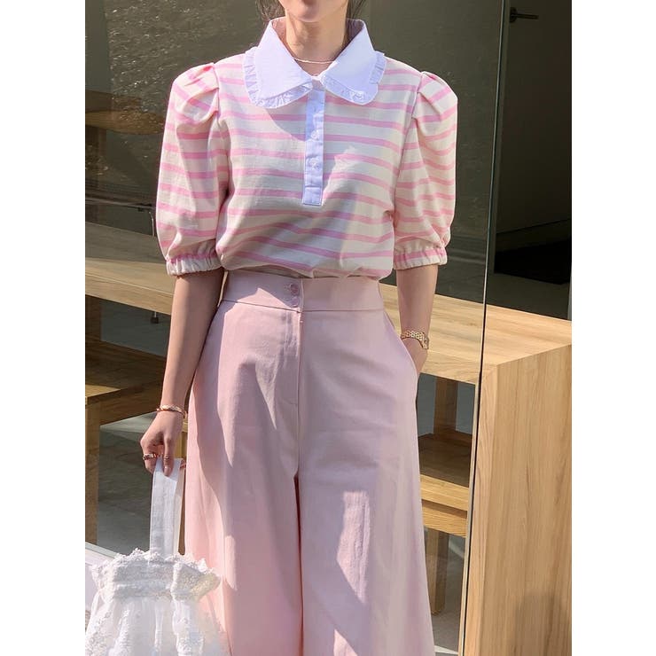 ピンク | 半袖ボーダートップス | Ulysses