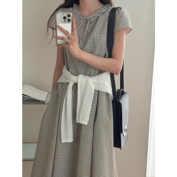 フリル半袖チェック柄ワンピース | Ulysses | 詳細画像2 