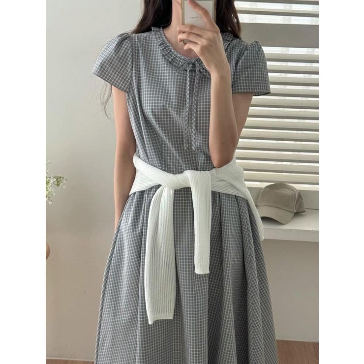 フリル半袖チェック柄ワンピース | Ulysses | 詳細画像4 