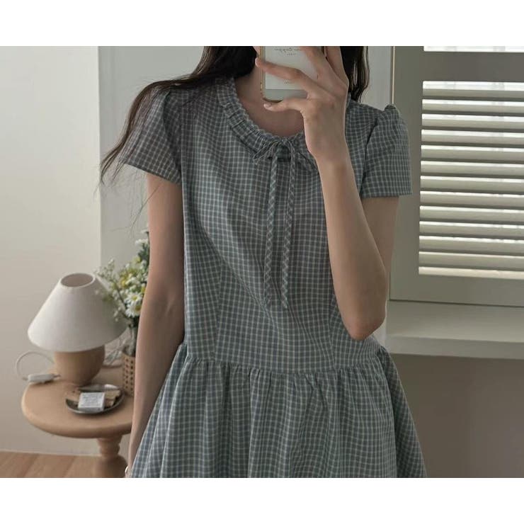 フリル半袖チェック柄ワンピース | Ulysses | 詳細画像5 