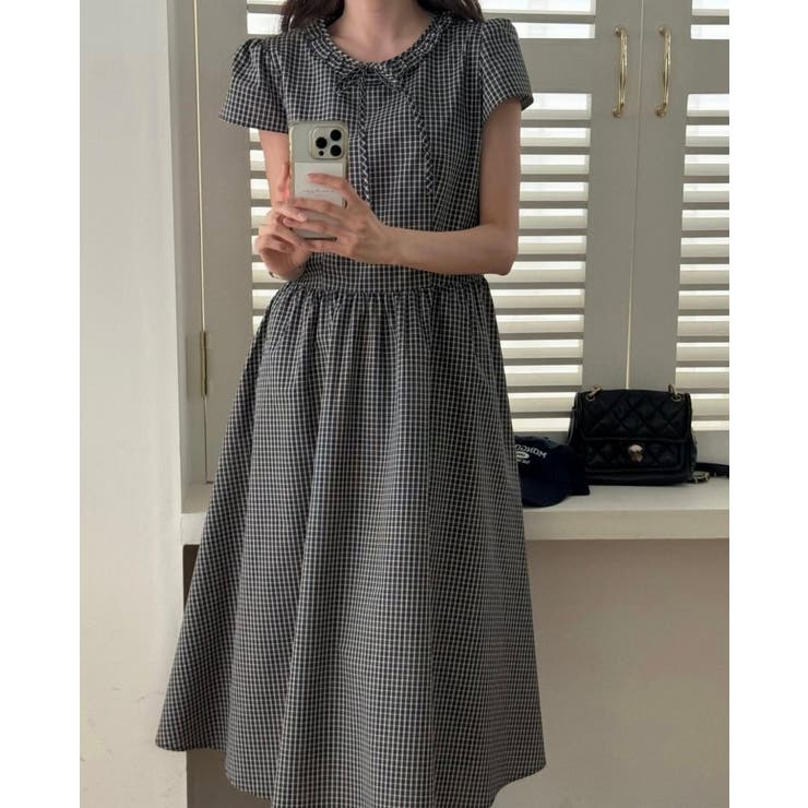 フリル半袖チェック柄ワンピース | Ulysses | 詳細画像7 