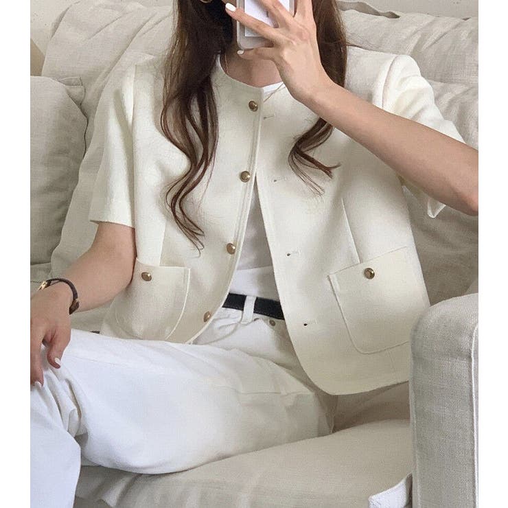 半袖ショートシングルブレストトップスジャケット | Ulysses | 詳細画像4 