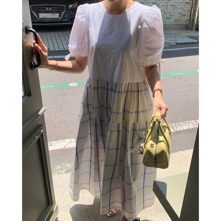 リボン切り替えチェック柄半袖ワンピース | Ulysses | 詳細画像2 