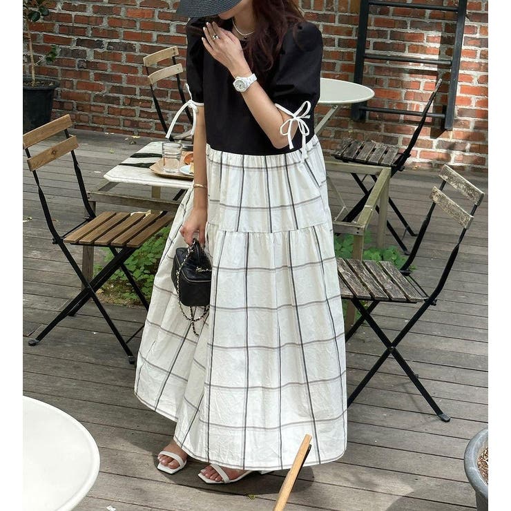 リボン切り替えチェック柄半袖ワンピース | Ulysses | 詳細画像5 