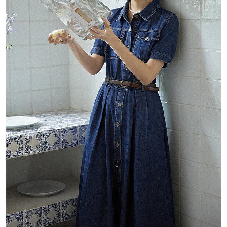 半袖シングルブレストデニムワンピース | Ulysses | 詳細画像1 