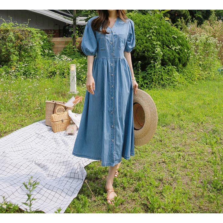 半袖シングルブレストデニムワンピース | Ulysses | 詳細画像1 