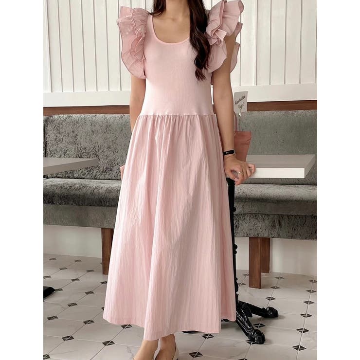 ピンク | 切り替え袖なしワンピース | Ulysses