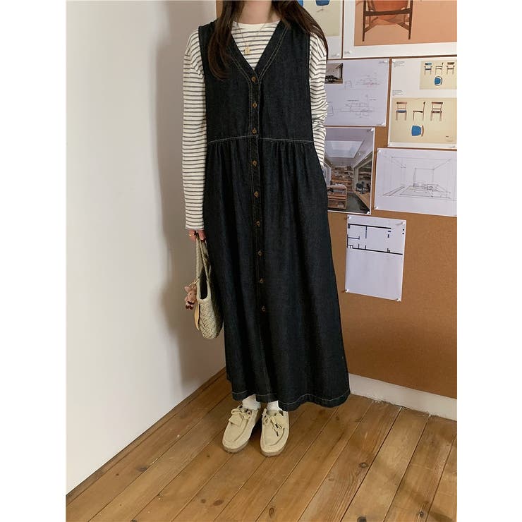 ブラック | ベストデニムワンピース | Ulysses