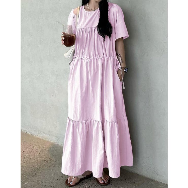 ピンク | ドローストリング半袖ワンピース | Ulysses