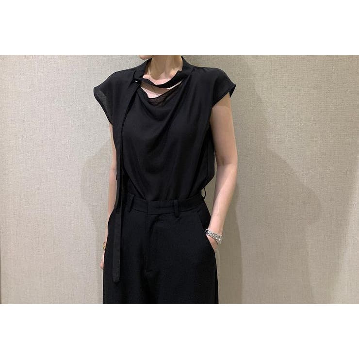 ブラック | リボン袖なしトップス | Ulysses