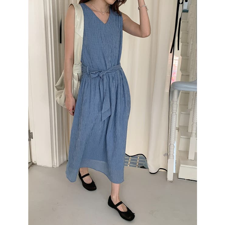 リボン袖なしチェック柄ワンピース | Ulysses | 詳細画像4 