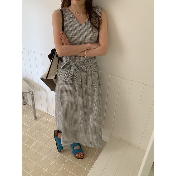 リボン袖なしチェック柄ワンピース | Ulysses | 詳細画像7 