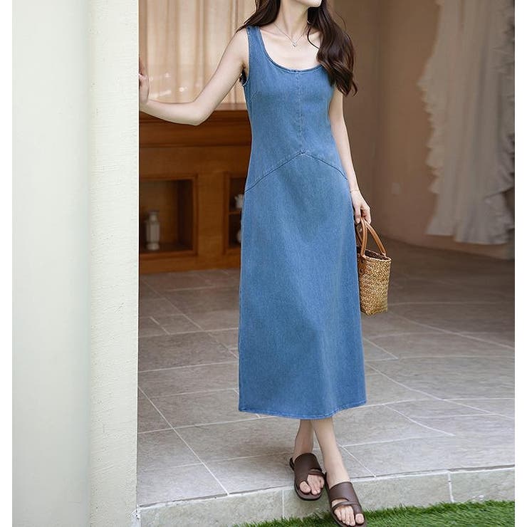 弾力性があるデニムベストワンピース | Ulysses | 詳細画像1 