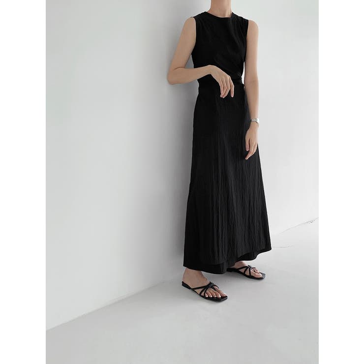 ブラック | リボン袖なしワンピース | Ulysses