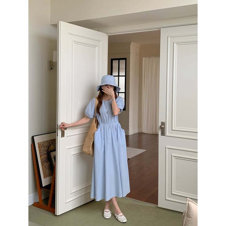 ブルー | リボン半袖ワンピース | Ulysses