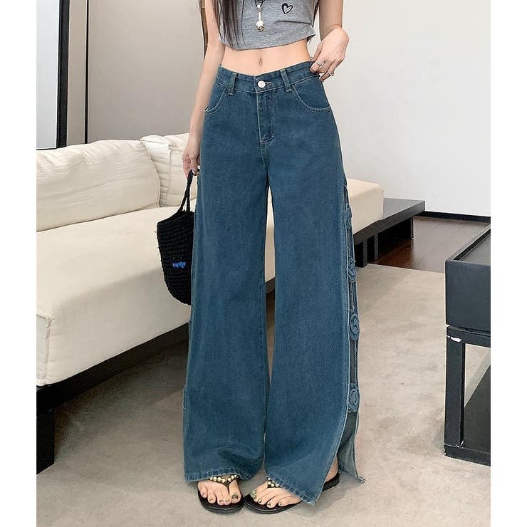 フラワースリットデニムワイドレッグ | Ulysses | 詳細画像5 