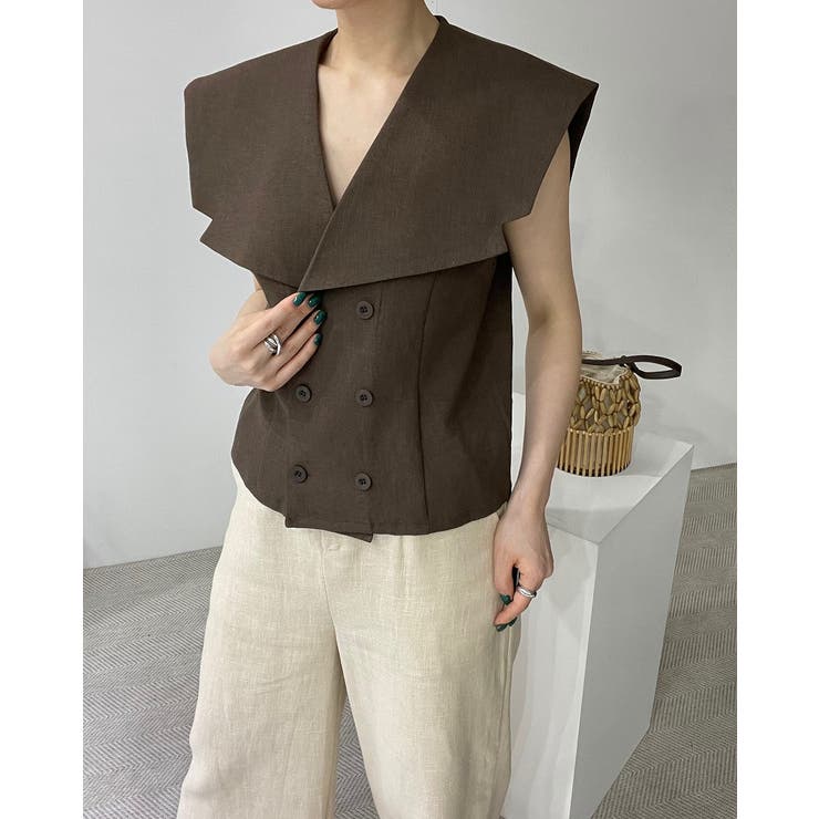 ブラウン | ダブルブレスト袖なしベスト | Ulysses