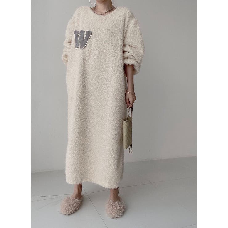 アイボリー | 刺繍フラノワンピース | Ulysses