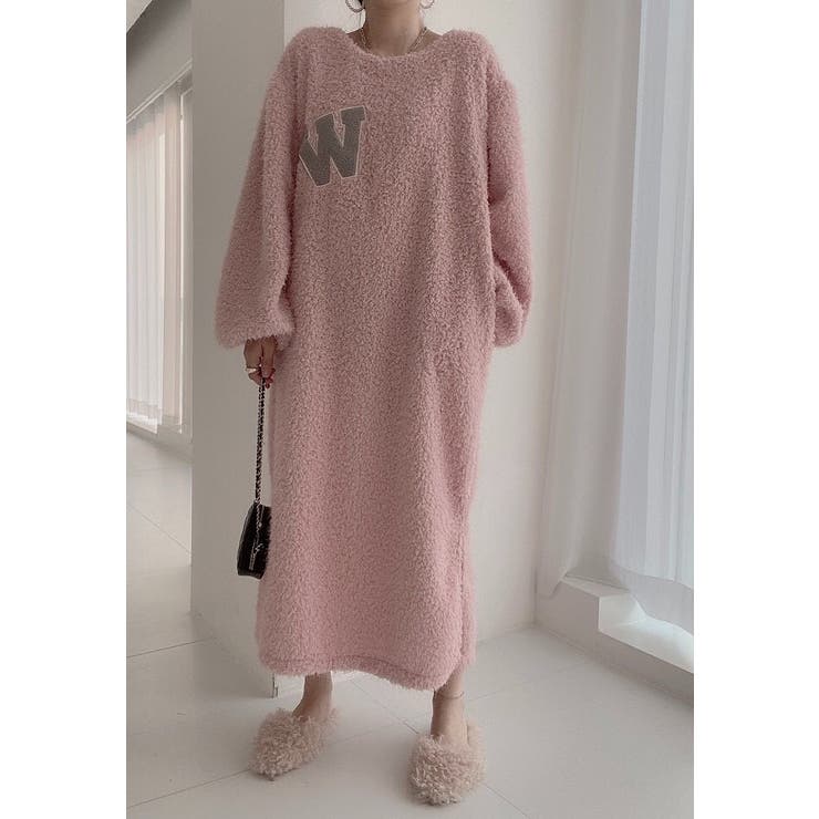 ピンク | 刺繍フラノワンピース | Ulysses